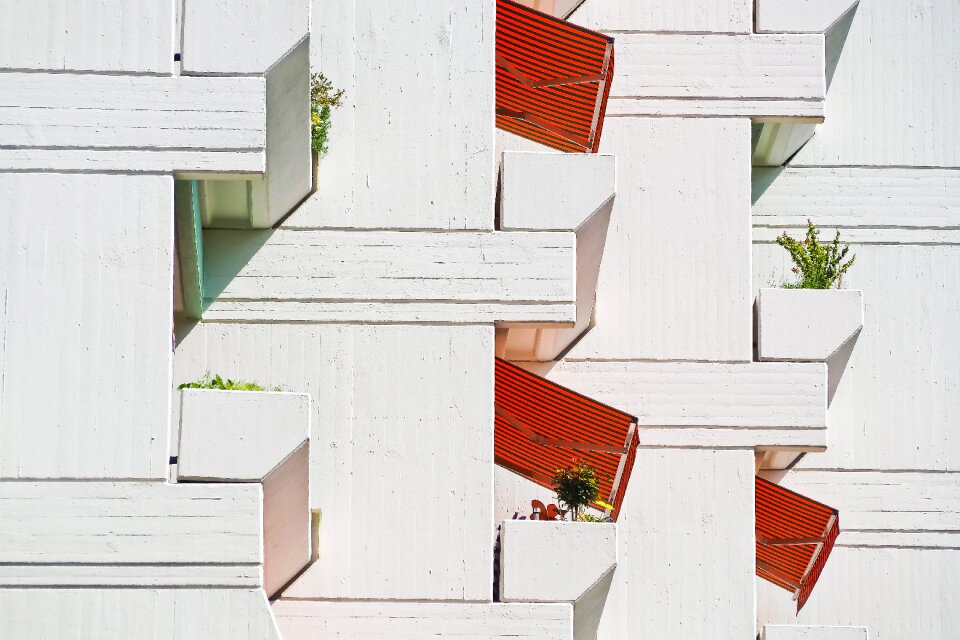 Modern balconies house facade