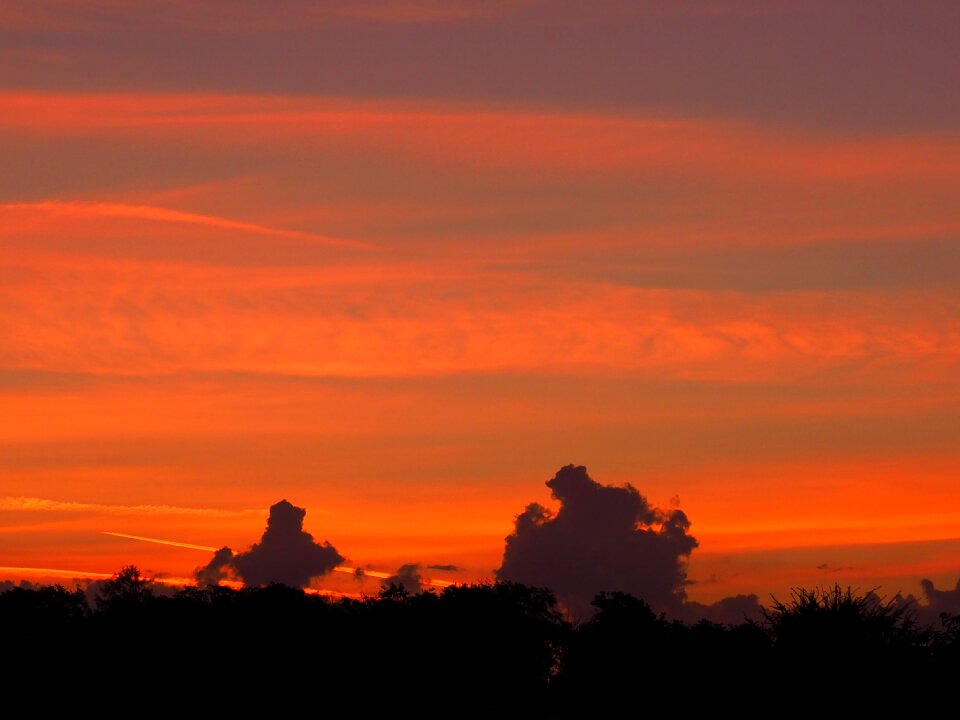 Mood cumulus clouds red photo