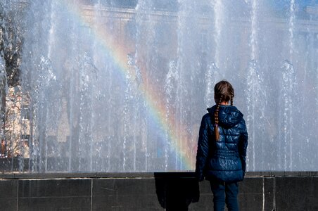 The colors of the rainbow pigeons spray