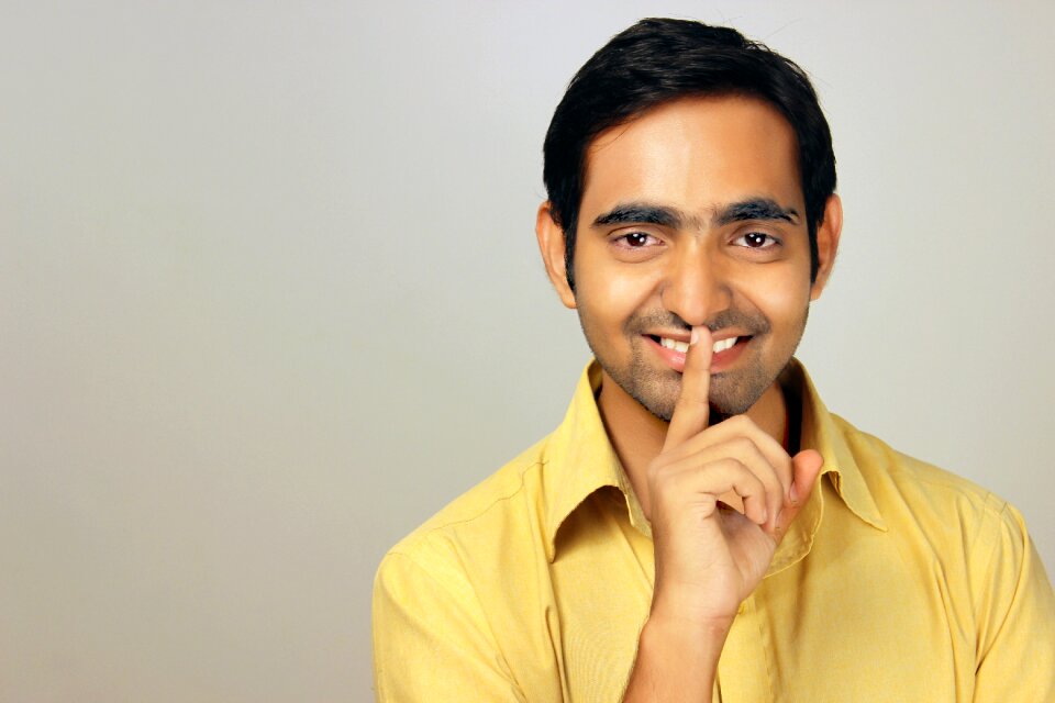 Man facial expression desktop