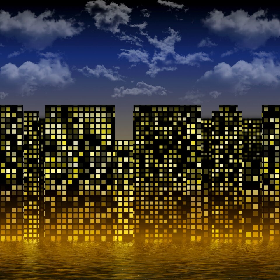 Night skyscraper city
