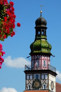 Tower town hall tower flowers photo