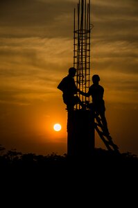 Working people sunset