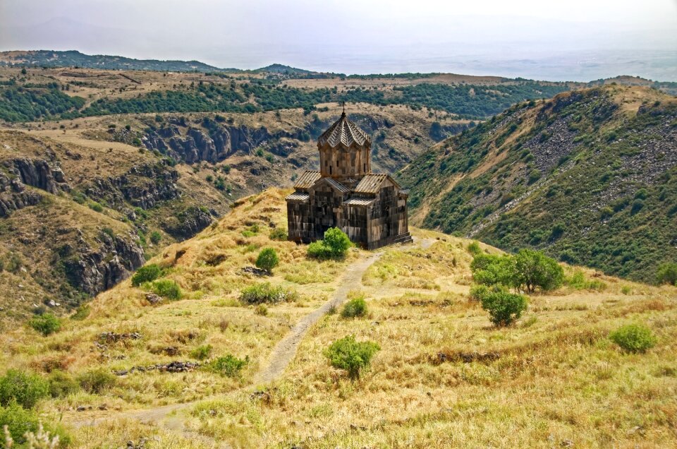 Church landscape mountains