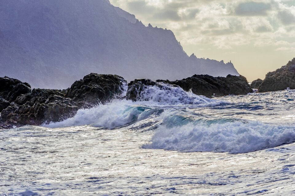 Wave sunset sea