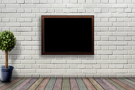 Empty picture frame poster mockup living room