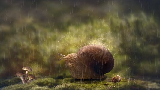 Wet snail grass photo