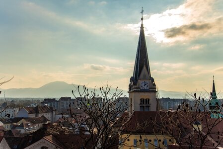 City mountains tower