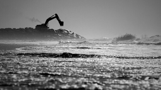 Excavators water ocean