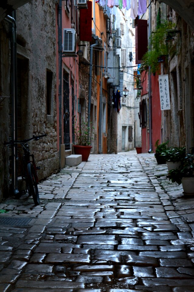 Dark alley townhouses old houses