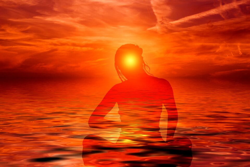 Person legged sunset