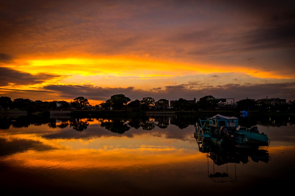 Lake at dusk landscape