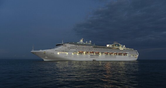 Ocean cruise ship evening photo