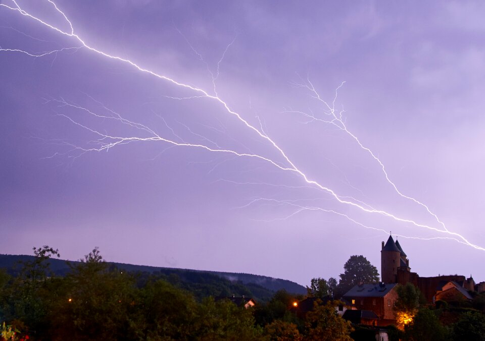 Landscape evening thunderstorm