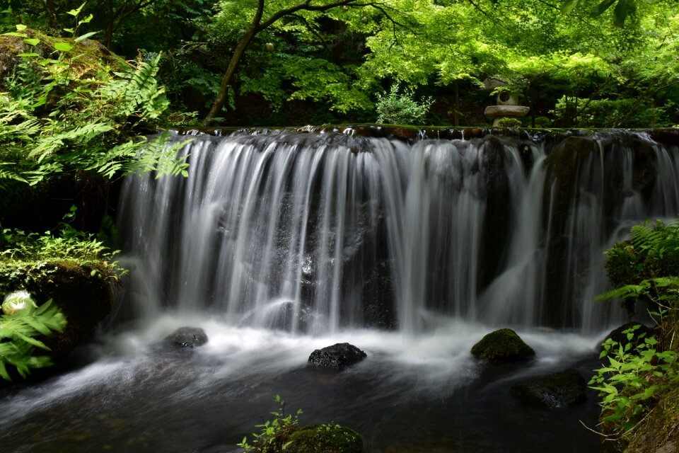 Fresh green river waterfall