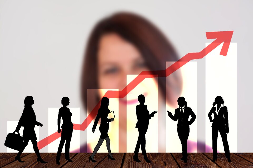 Businesswoman women's power presentation