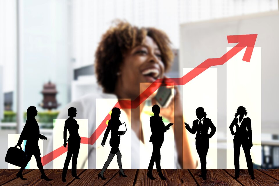 Businesswoman women's power presentation