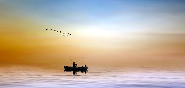 Nature lake fishing photo