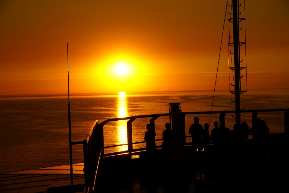 Sunset ship sea