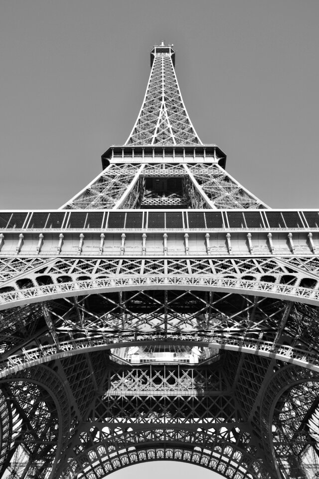 Black and white photo architecture metal three floors