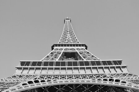 Black and white photo paris city tourist architecture metal