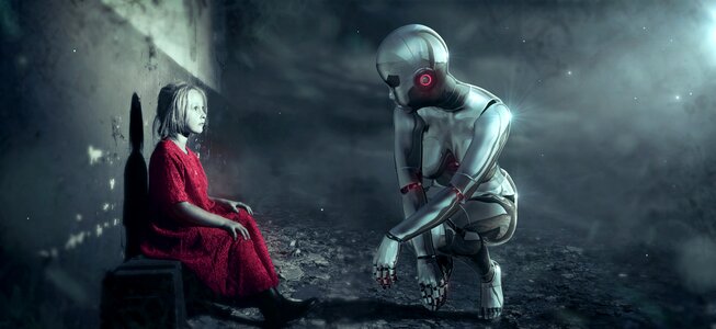 Science fiction encounter peaceful