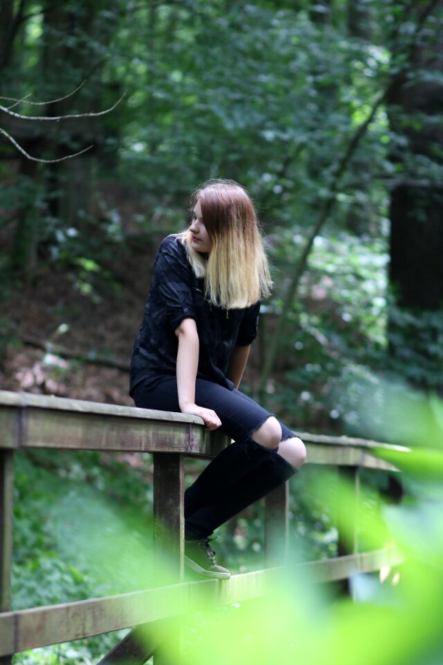 Sitting forest female