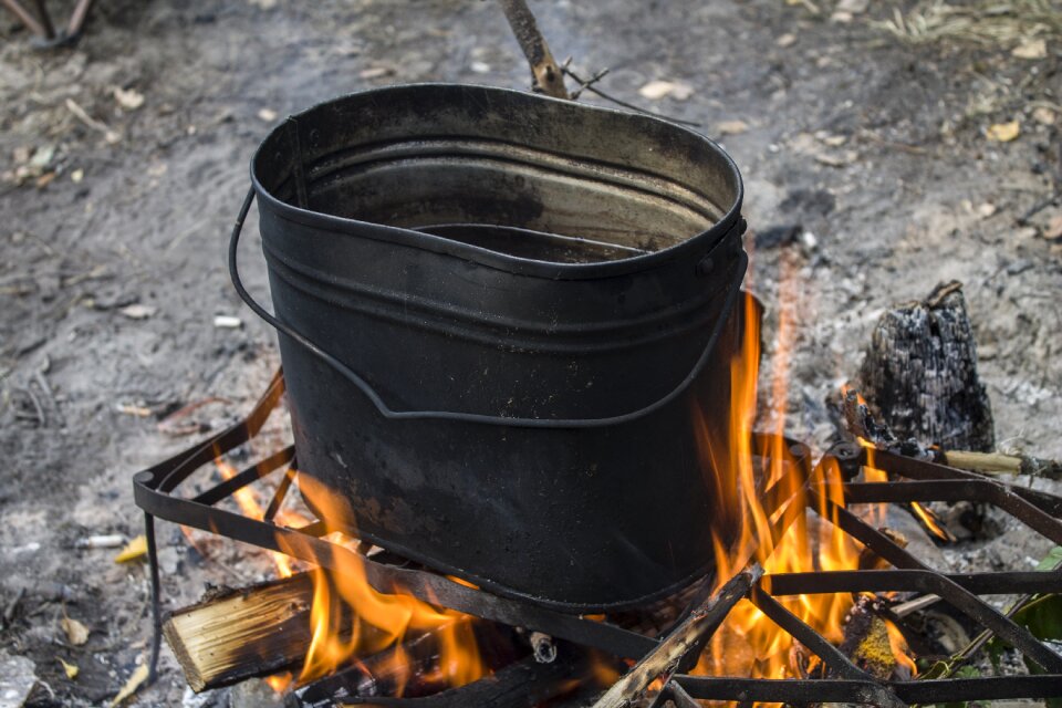 Lunch camping bonfire