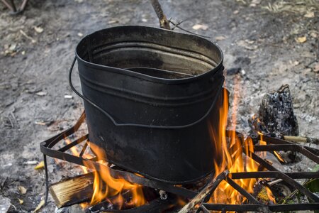 Lunch camping bonfire