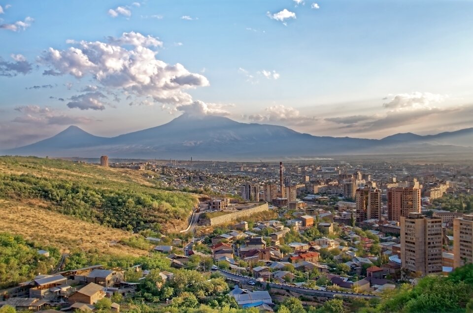 City mountains landscape