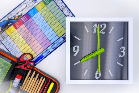 Clock face timetable pencil cases photo