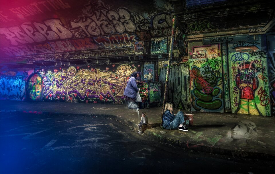Graffiti painting outdoors