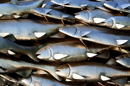 Metal school of fish artwork