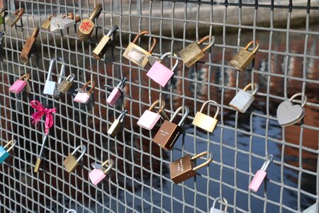 The romantic bridge depending on the lock photo