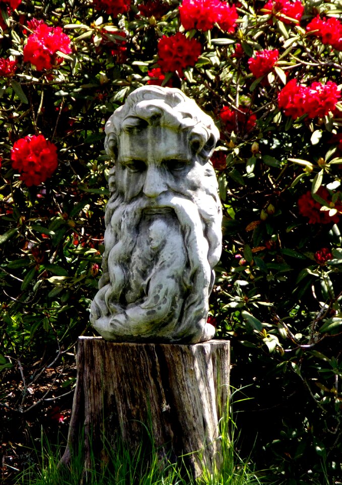 Statue of dionysus trunk grass