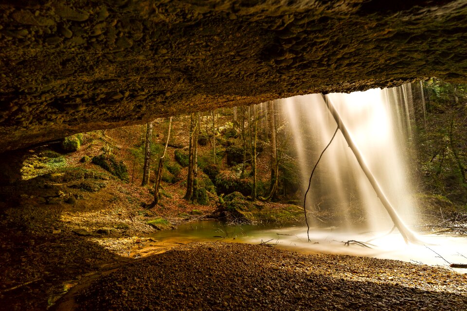 Waterfall cave alpine