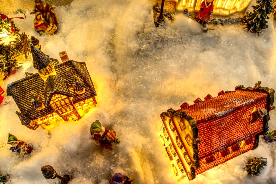 Christmas village snow art