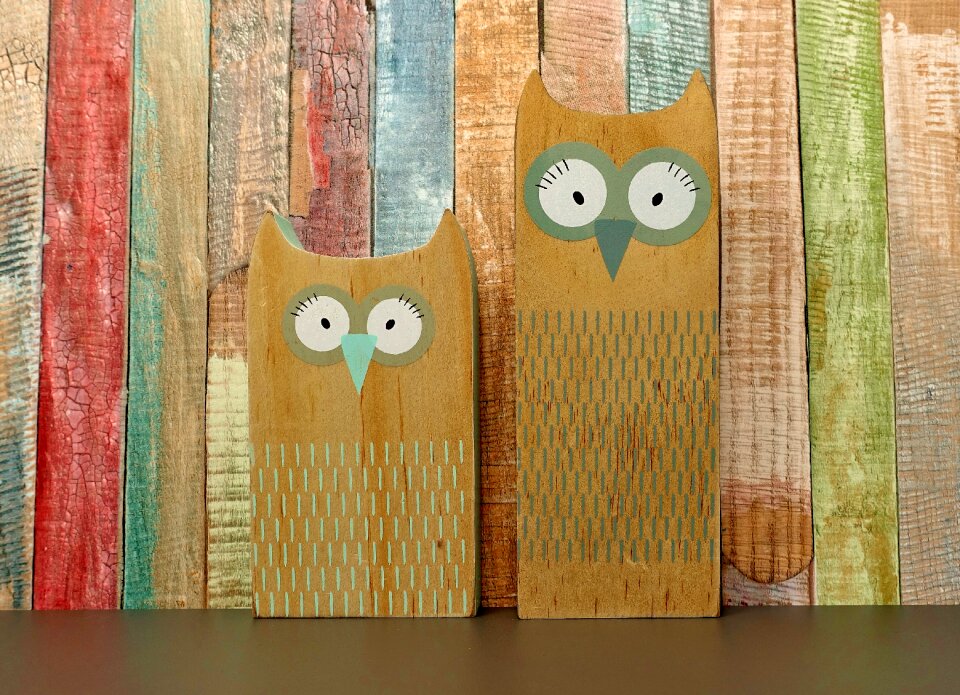 Wooden wall colorful figures
