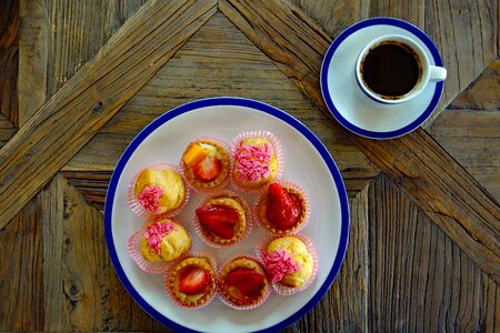 Pink cake coffee coffee cup photo