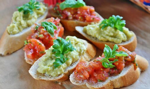 Tomatoes basil onion photo