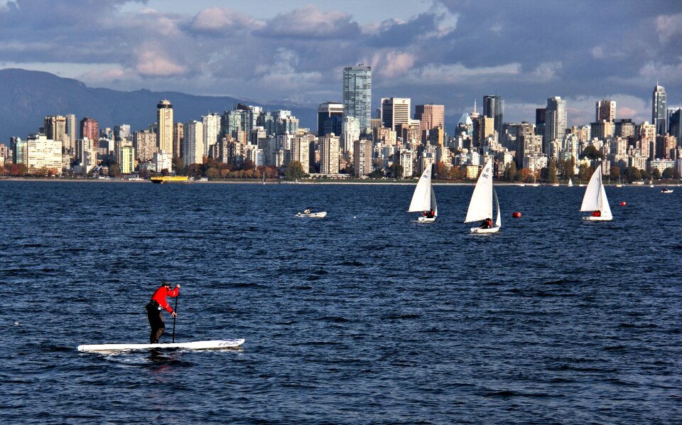 Sailboats ocean downtown