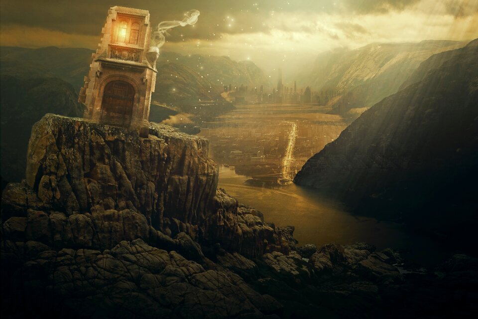 Fjord city mountains
