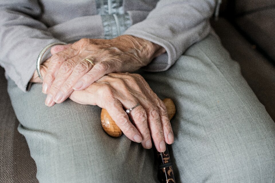 Adult hands elderly