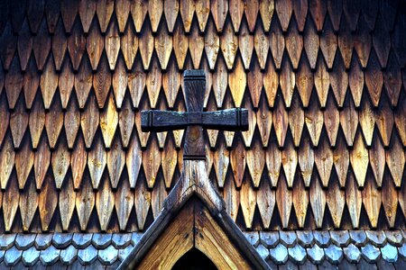 Wood stave church brown