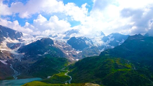 Mountains lake glacier photo