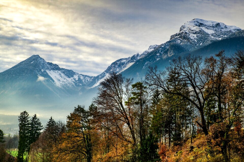 Clouds fog mountain peaks