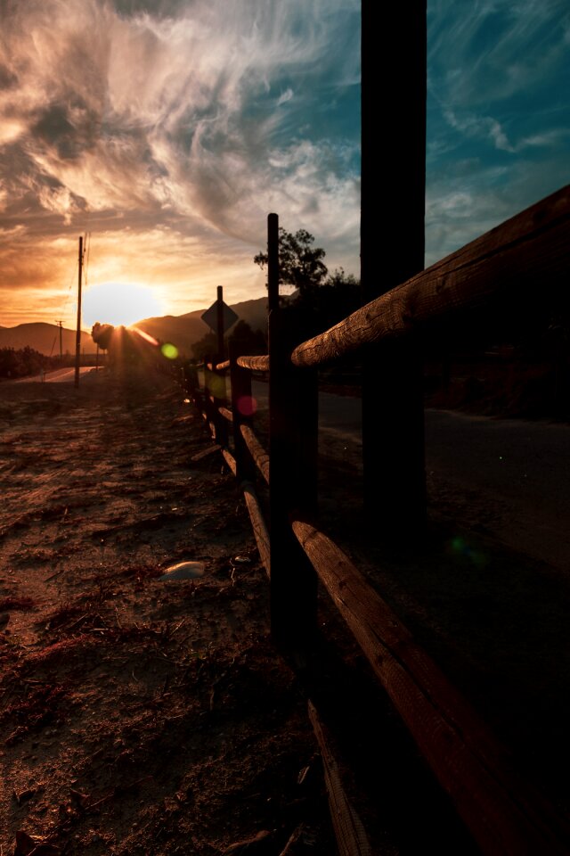Fence road walk sunset