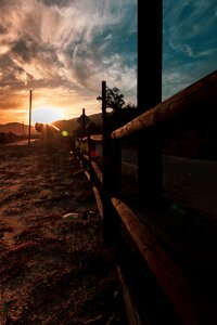 Fence road walk sunset