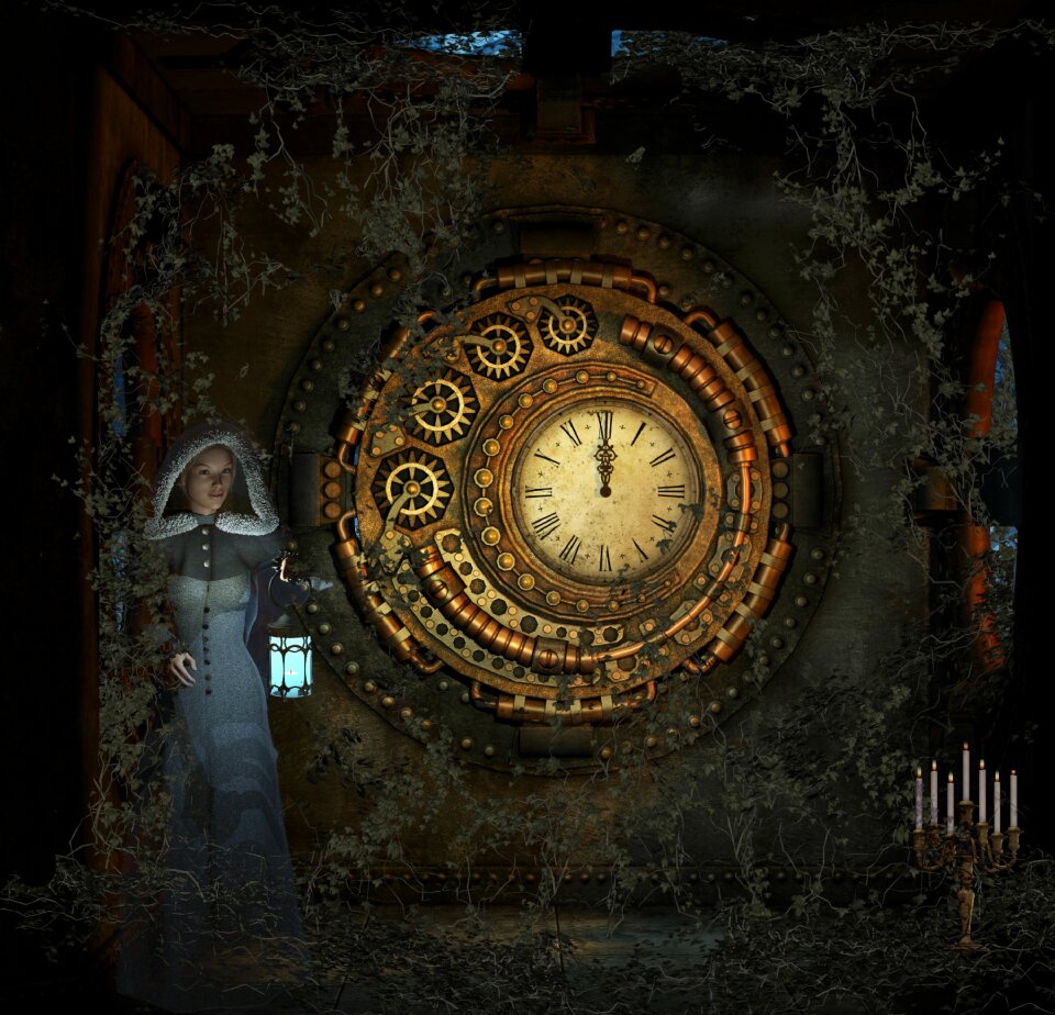 Clock candles lantern