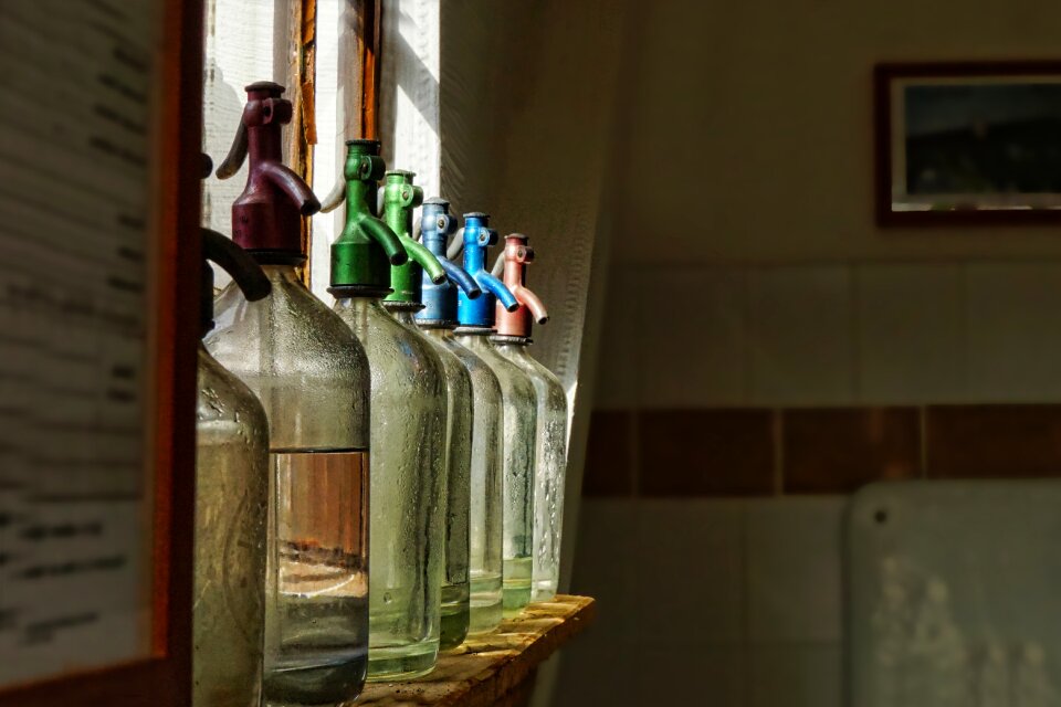 Soda water bottles old mood